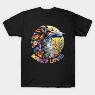 Borzoi lover, stained glass. I love borzois. T-Shirt